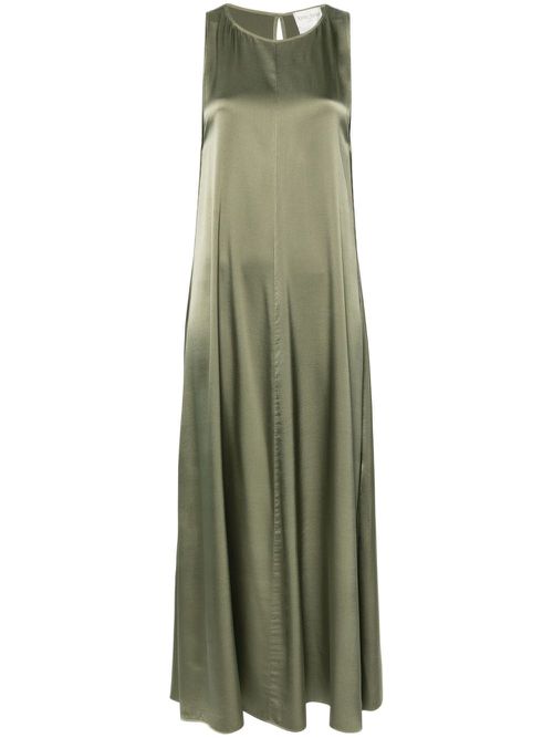 Sleeveless satin maxi dress - Green