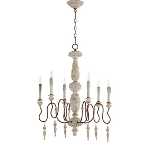 Quorum La Maison 6-Light 30" Traditional Chandelier in Manchester Grey with Rust Accent