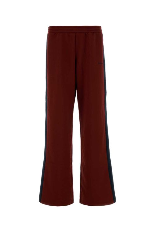 Contrast-Stripe Track Joggers — Red