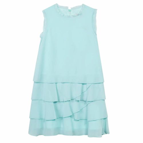 Girls Lima Crepe Layered Dress In Lagoon