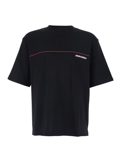 Raised Collar Logo T-Shirt — Black