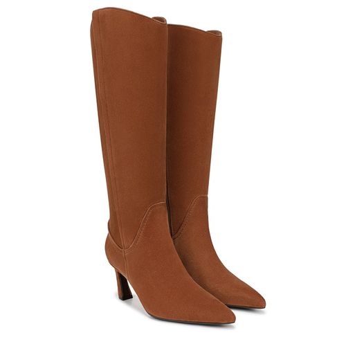 Women's Emily Wide Calf Knee High Boots (Dark Chestnut Brown Suede)