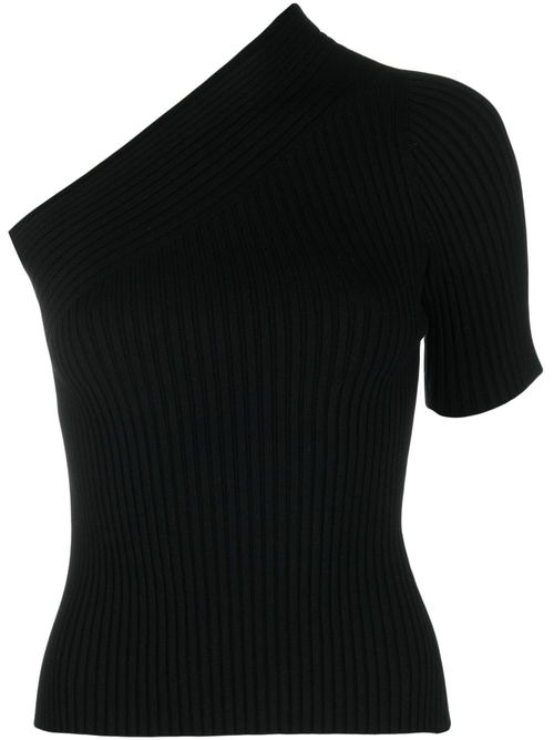 One-shoulder knitted top - Black