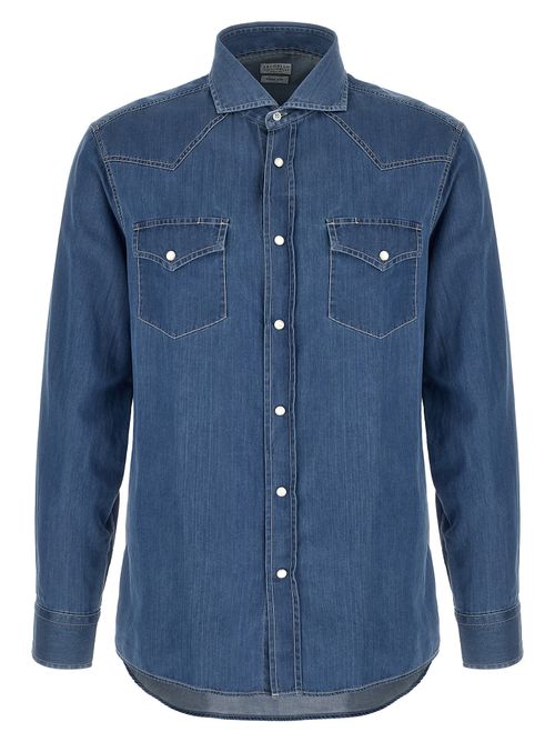 Cotton Denim Shirt — Blue