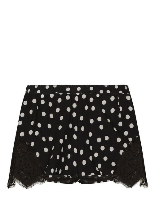 Polka-dot silk-blend shorts - Black