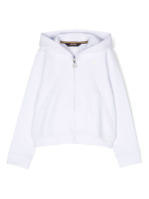 Logo-patch zip-up hoodie - White