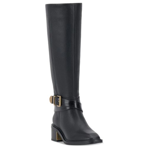 Boots Women's Black Leather Adjustable Strap Knee High ZAP603