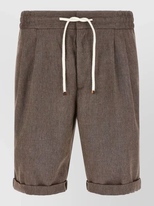 Brunello Cucinelli - chevron linen wool blend bermuda short