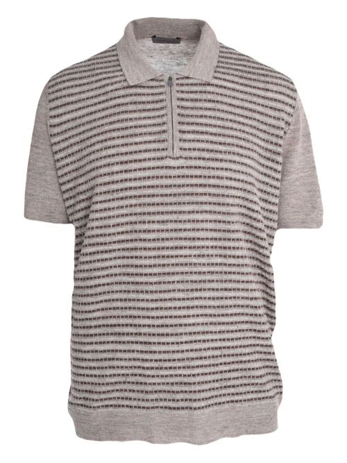 Knitted half-zip polo shirt - Neutrals