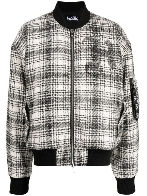 Tweed zipped bomber jacket - Black