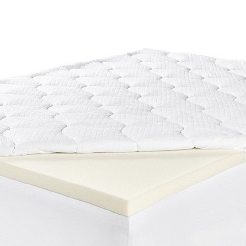 4-inch Layered Luxury Memory Foam Mattress Topper Twin XL - off-white