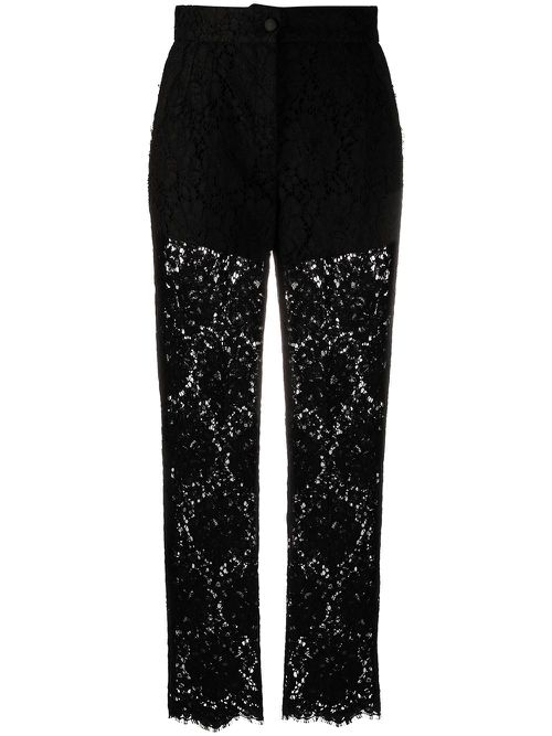 Embroidered straight-leg trousers - Black