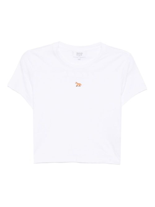 Baby Fox-Embroidered Cotton T-Shirt — White
