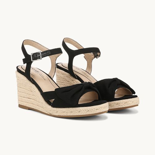 Stride Shoes Tahlia Wedge Dress Sandal Black Fabric