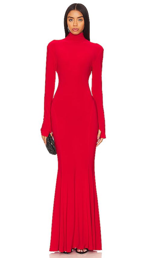 Norma Kamali ROBE DE SOIRÉE SIRÈNE TURTLE en Red.  M. Also en