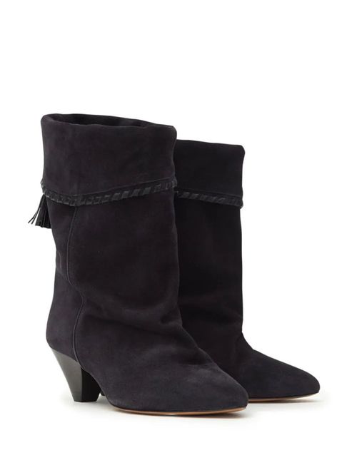 Black Suede Pointed Toe Boots