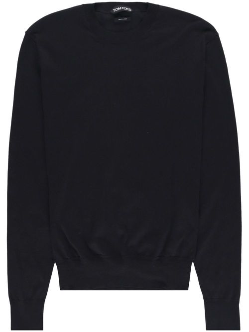 Crew-neck cotton jumper - Black