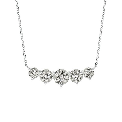 Angara 1.0 Carat Graduated Five Stone Round Diamond Necklace in 14K White Gold