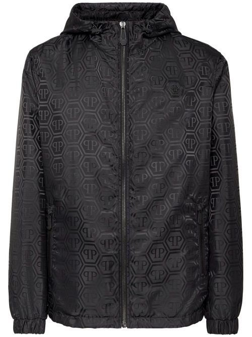 Jacquard-logo lightweight jacket - Black