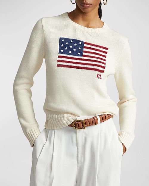Flag Cotton Crewneck Sweater