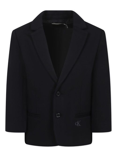 Logo-embroidered blazer - Black