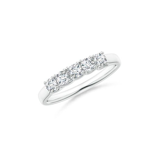 Angara 0.43 Carat Half Eternity Five Stone Diamond Wedding Band in Platinum