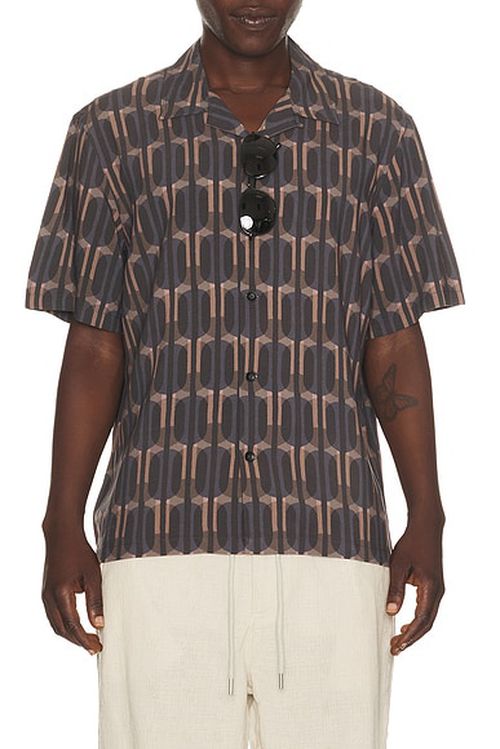 Rag & Bone Avery Printed Shirt in Brown Harold Print - Brown. L also in M, S, XL/1X