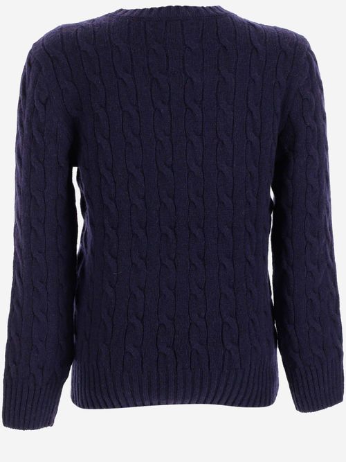 Cable-Knit Wool and Cashmere Sweater — Navy