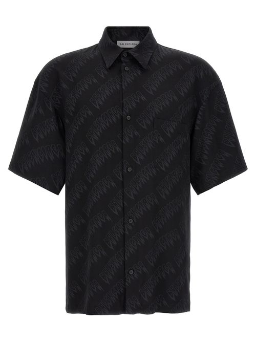 Logo-Print Viscose Shirt — Black