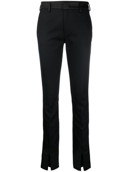Slit-detailed slim-fit trousers - Black