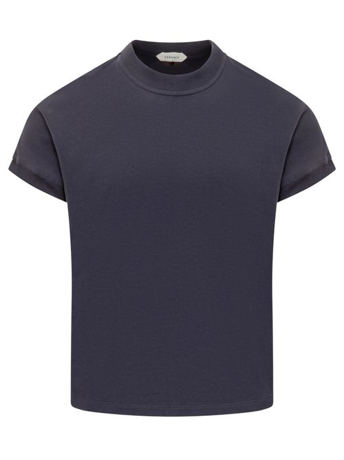 Stylish T-shirt with Round Neck and Cut Sleeves