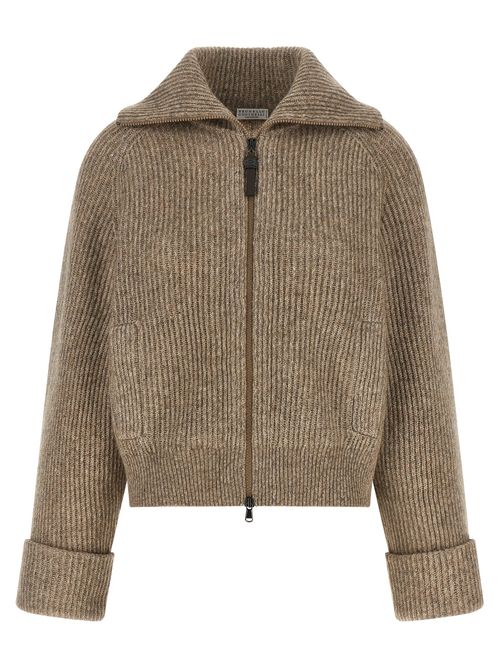 Cashmere and Vicuña Blend Cardigan — Beige