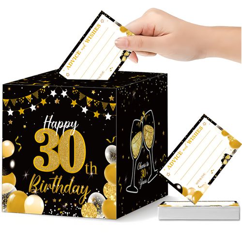 TEMU 51pcs, Birthday Decoration, Craft Card Box, Black Golden Birthday Party Supplies, And Cards Box, With Decision Ticket Square Gift Box