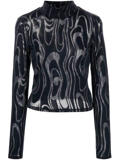 Shrunk turtleneck long-sleeve top - Blue