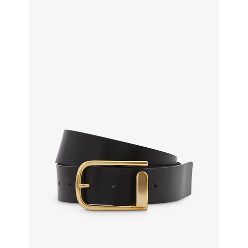 Womens Black Iyla Half-keeper Leather Belt