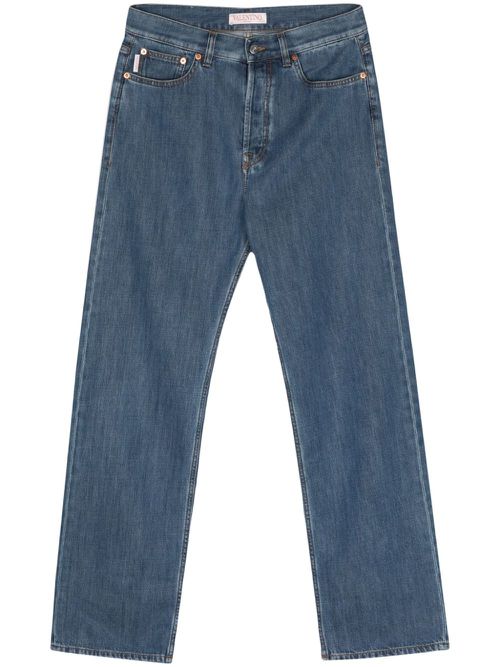 Straight-leg washed jeans - Blue