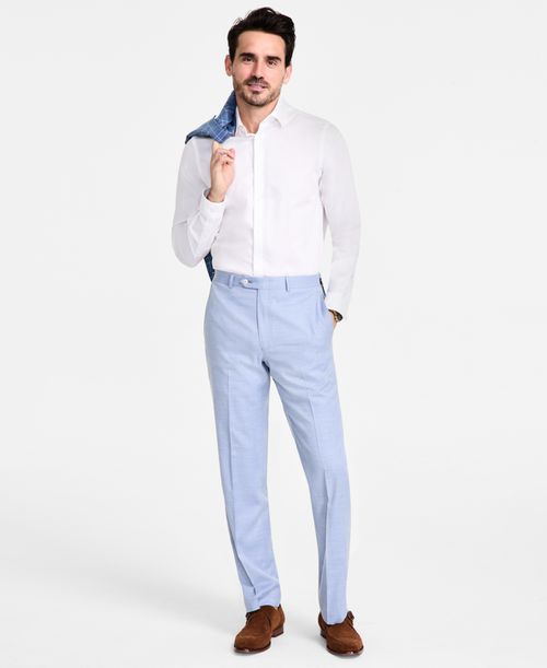 Men's Classic-Fit Sharkskin Dress Pants - Light Blue