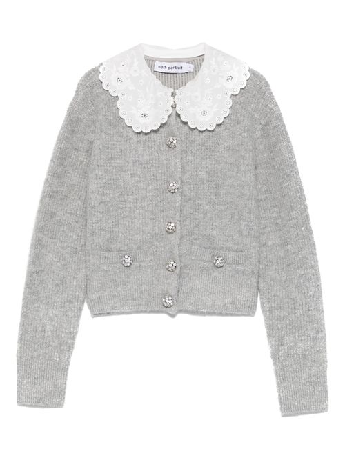 Scalloped-collar Embellished Cardigan