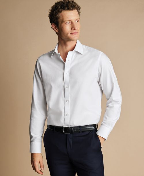 Men's Slim-Fit Non-Iron Royal Oxford Dress Shirt - White