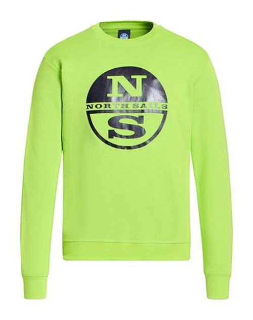 Man Sweatshirt Lime green Size L Cotton, Polyester