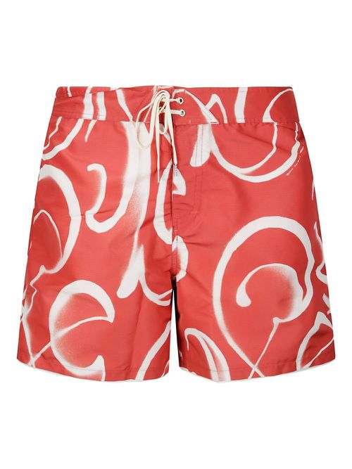 Lace-up print shorts - Red