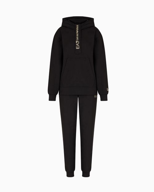 Stretch cotton jersey hooded tracksuit
