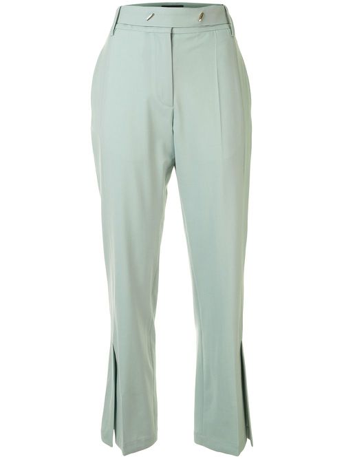 Split-hem flared trousers - Green