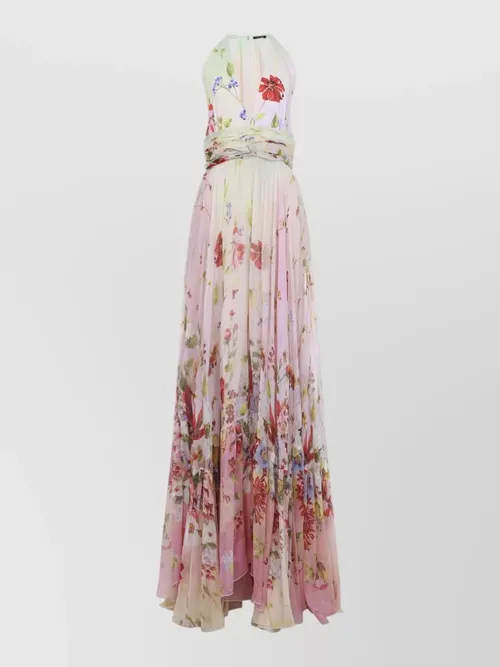 Roberto Cavalli - miami flowers halter neck long dre