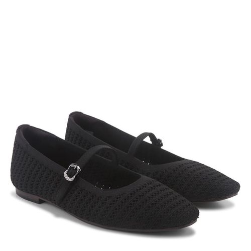 Women's Cleo Snip Knit Mary Jane Ballet Flat Shoes (Black Open Knit)