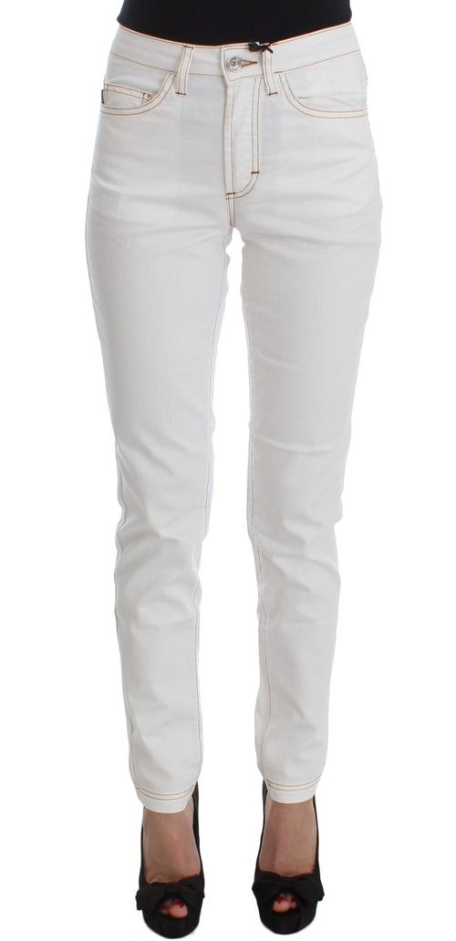 Cotton Blend Slim Fit Jeans — White