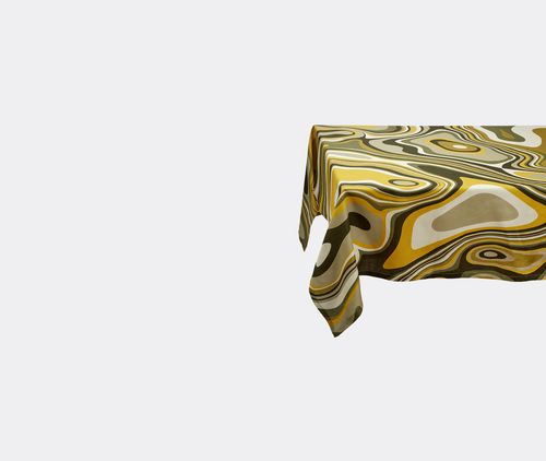 'linen Sateen Waves' Tablecloth, Medium, Green And Yellow