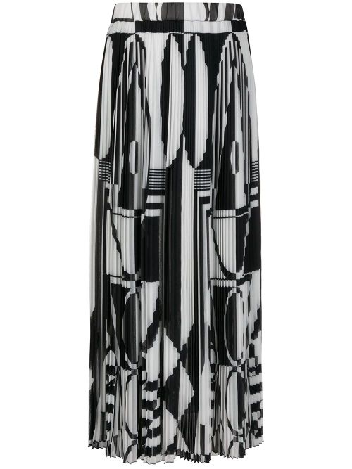 Balmain geometric-print pleated skirt - Black