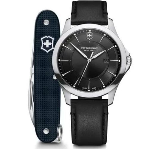Alliance Quartz Black Dial Leather Strap Men's Watch 241904.1