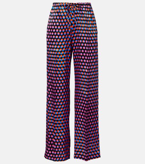 Polka-dot silk wide-leg pants